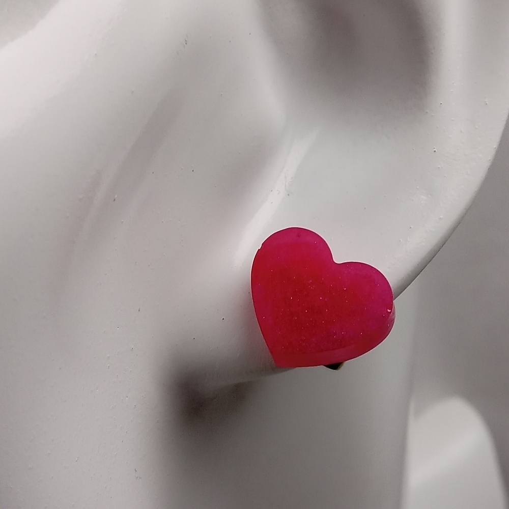 5/$25 Hand Crafted Pink Heart Earrings